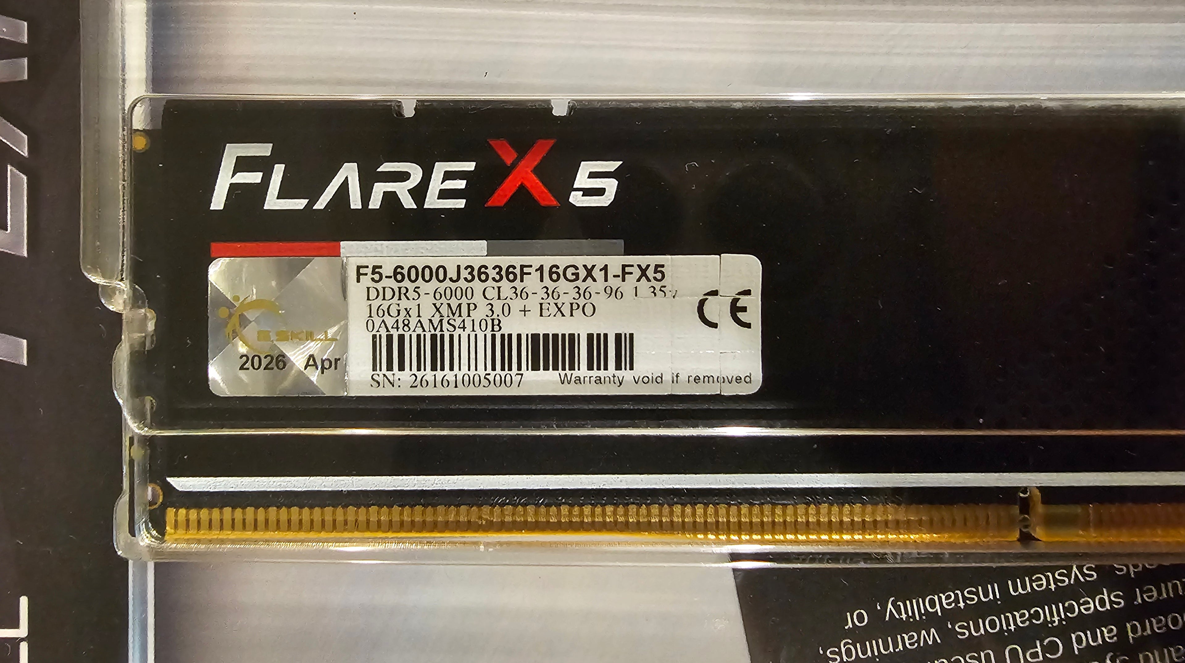 G.SKILL 16GB DDR5-6000 Single Channel